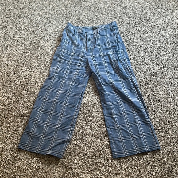 Banana Republic Pants - Banana Republic blue plaid straight leg linen cotton pants sz 6